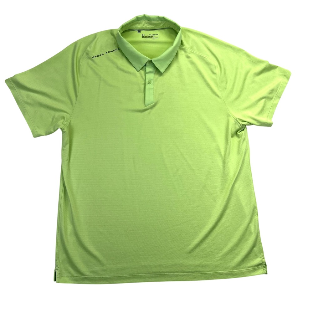 Under Armour Polo Shirt Mens 3XL Lime Green HeatGear Loose Fit Short Sleeve Golf